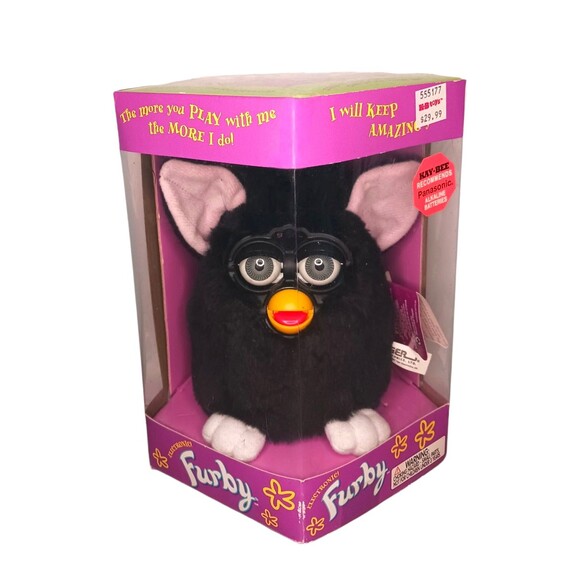 RARE Original BLACK FURBY PINK EARS Tiger Electronics NEW In BOX Factory SEALED!